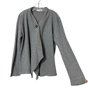 Walking On Sunshine Gray Cardigan Sweater with Waterfall Front Girls Size Medium